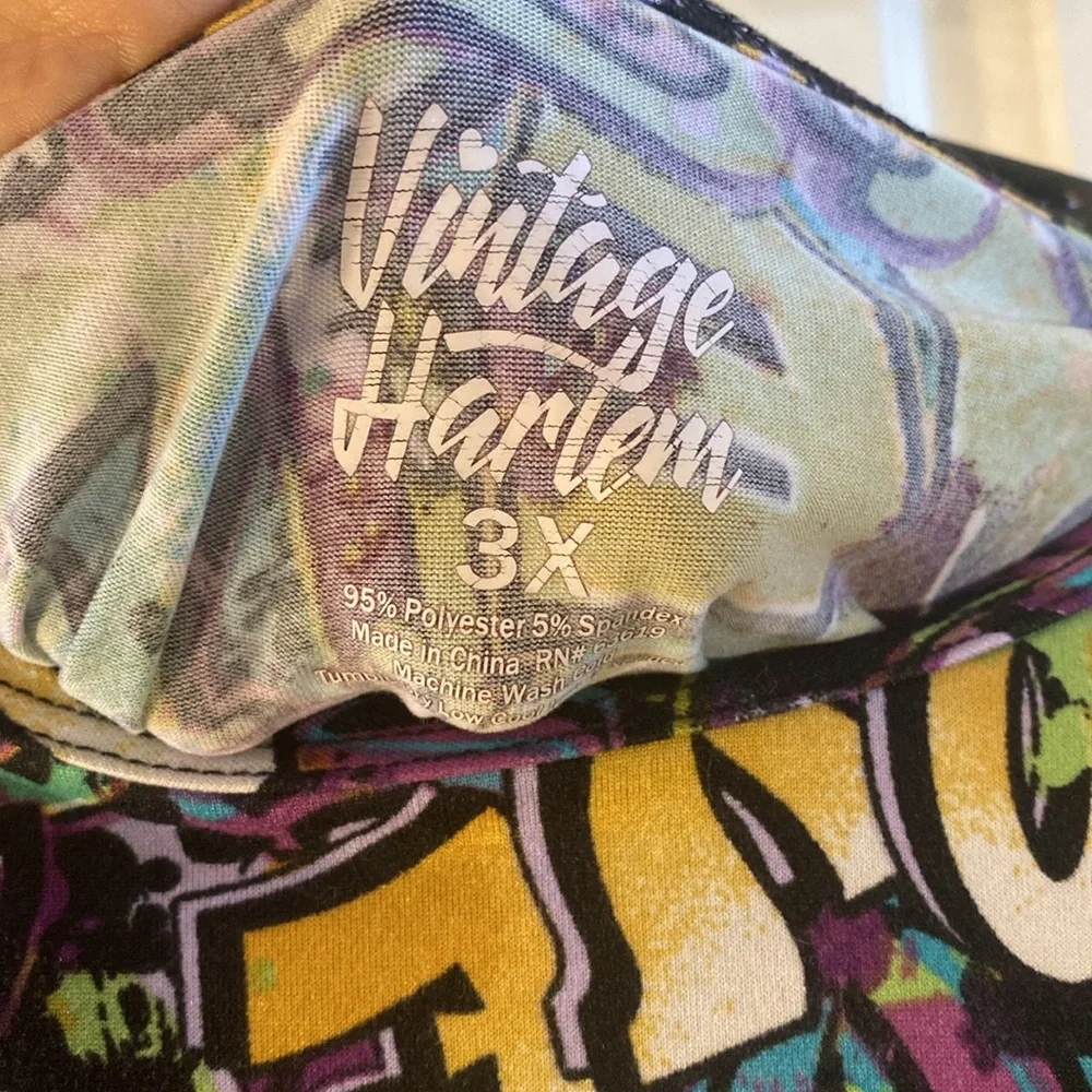VINTAGE HARLEM Graffiti Love Print High Low Top - Picture 6 of 6